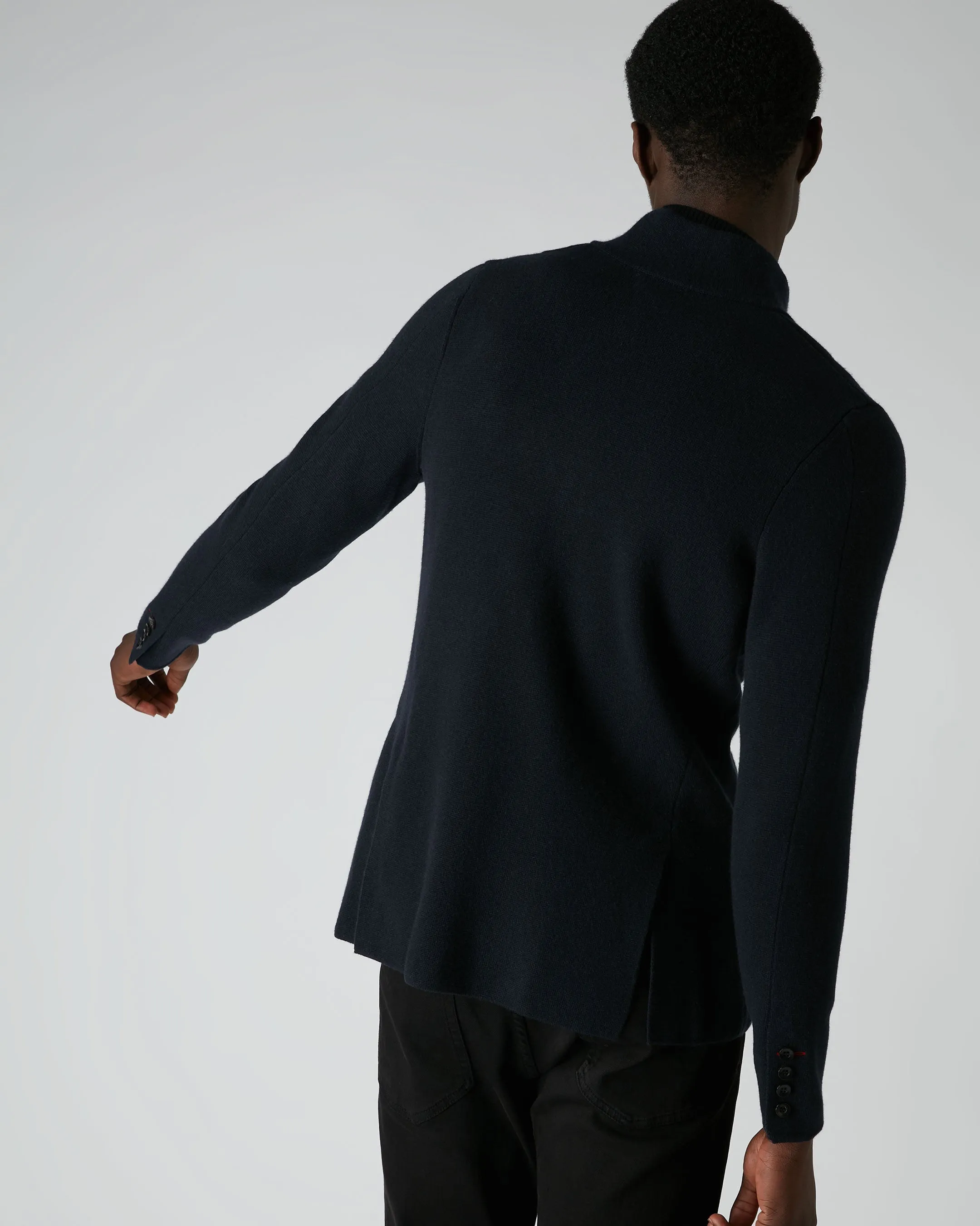 007 Milano Knitted Cashmere Jacket Navy Blue