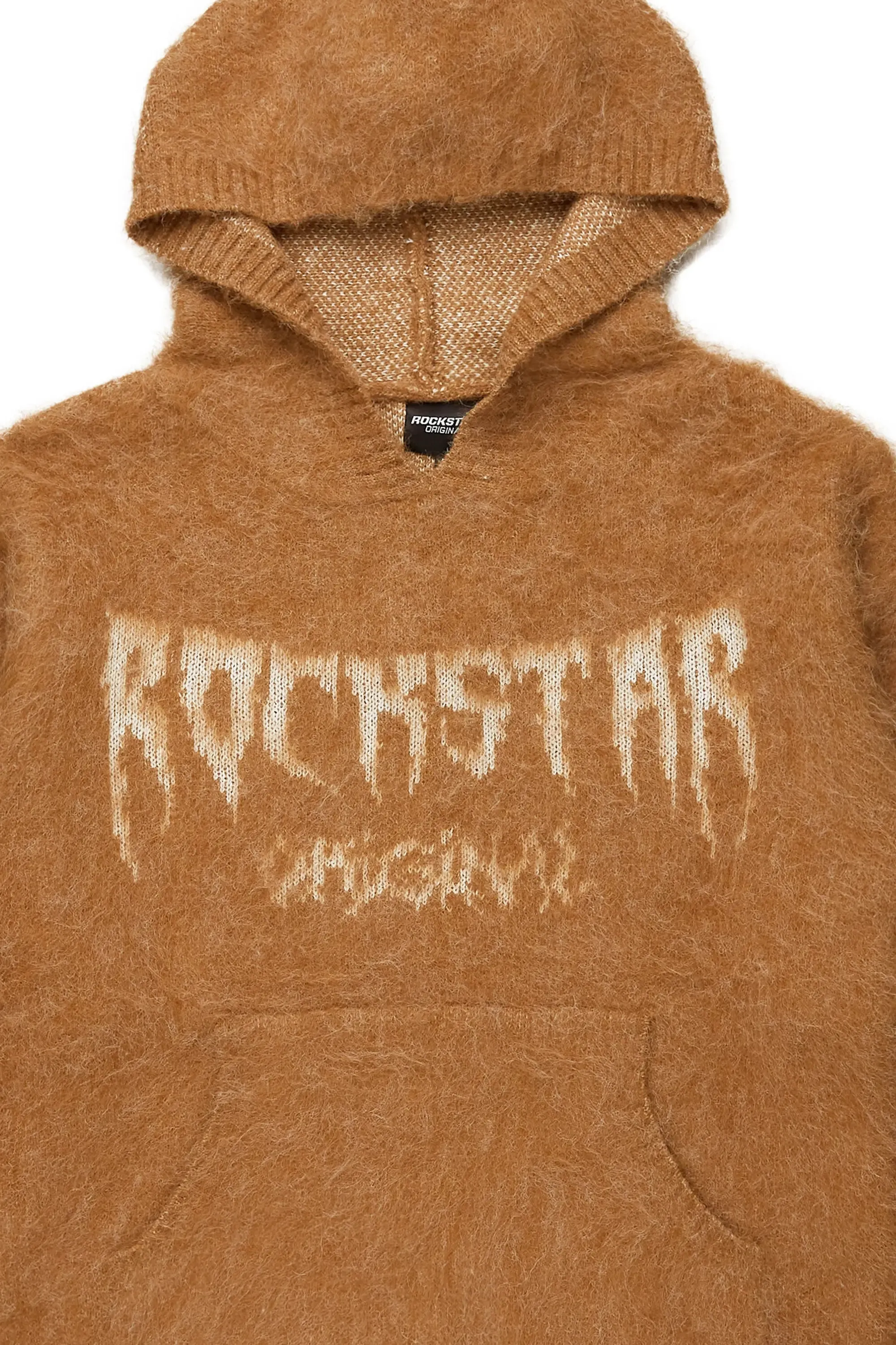 Andros Brown Graphic Knitted Mohair Hoodie