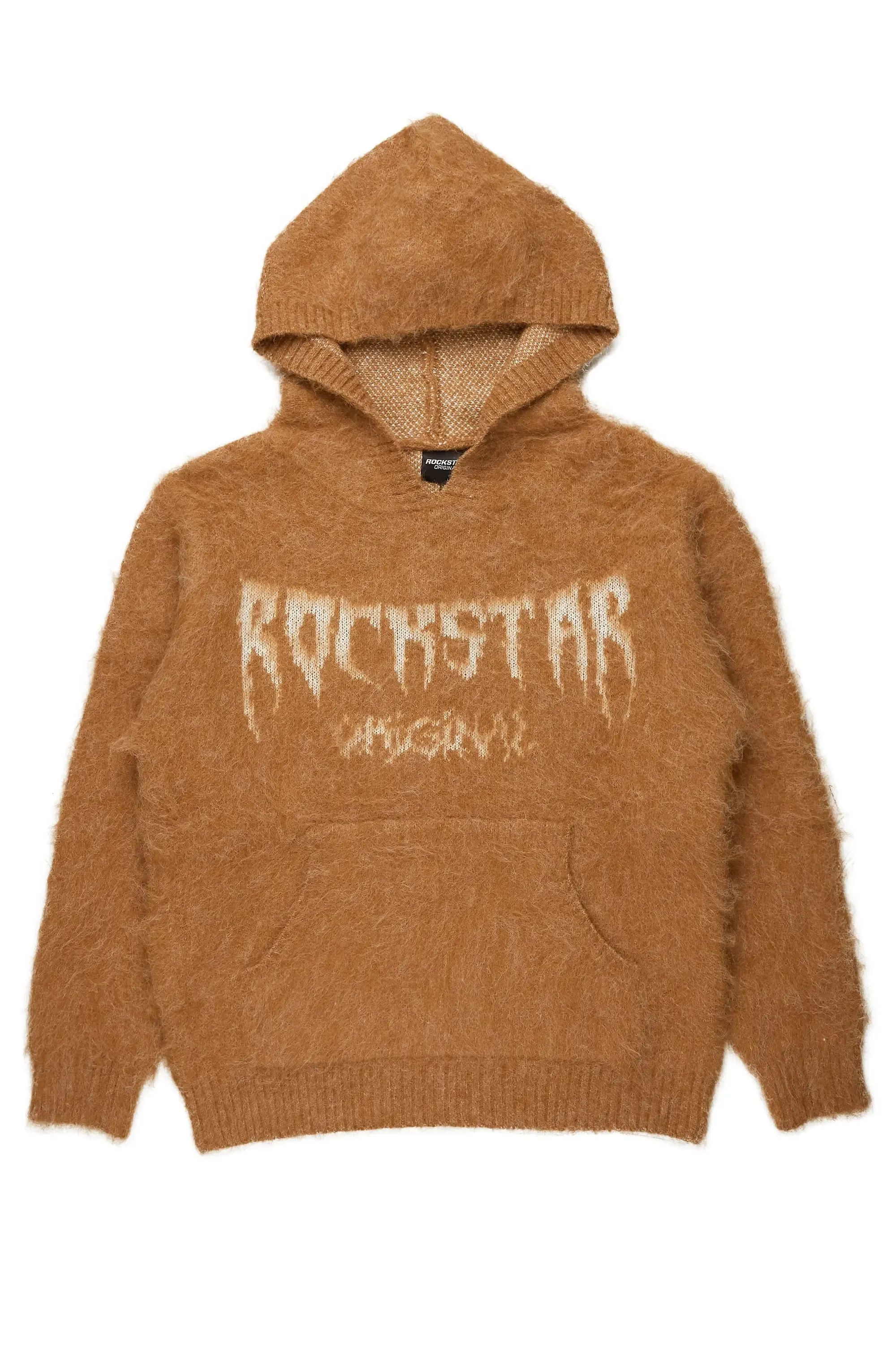 Andros Brown Graphic Knitted Mohair Hoodie