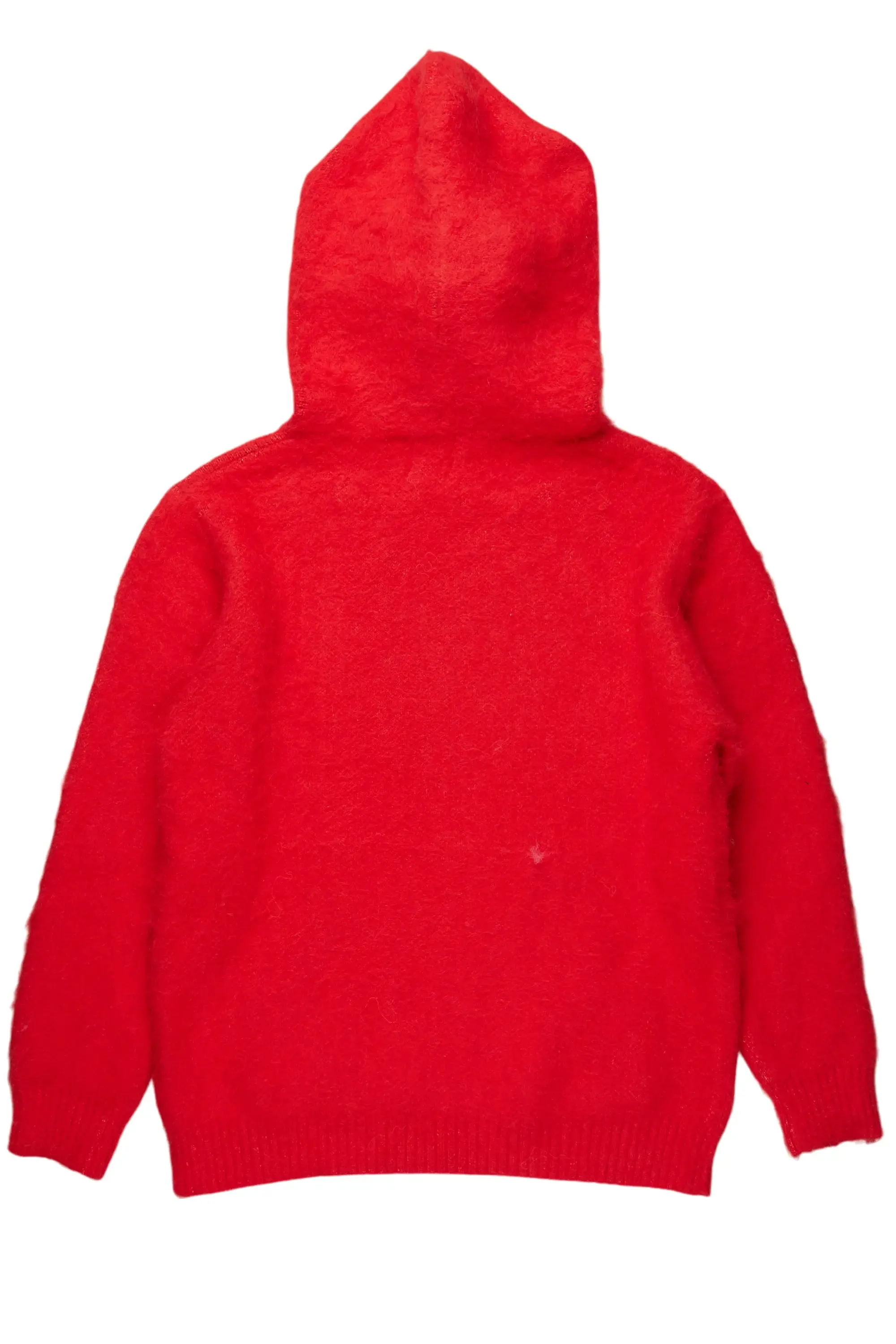 Andros Red Graphic Knitted Mohair Hoodie