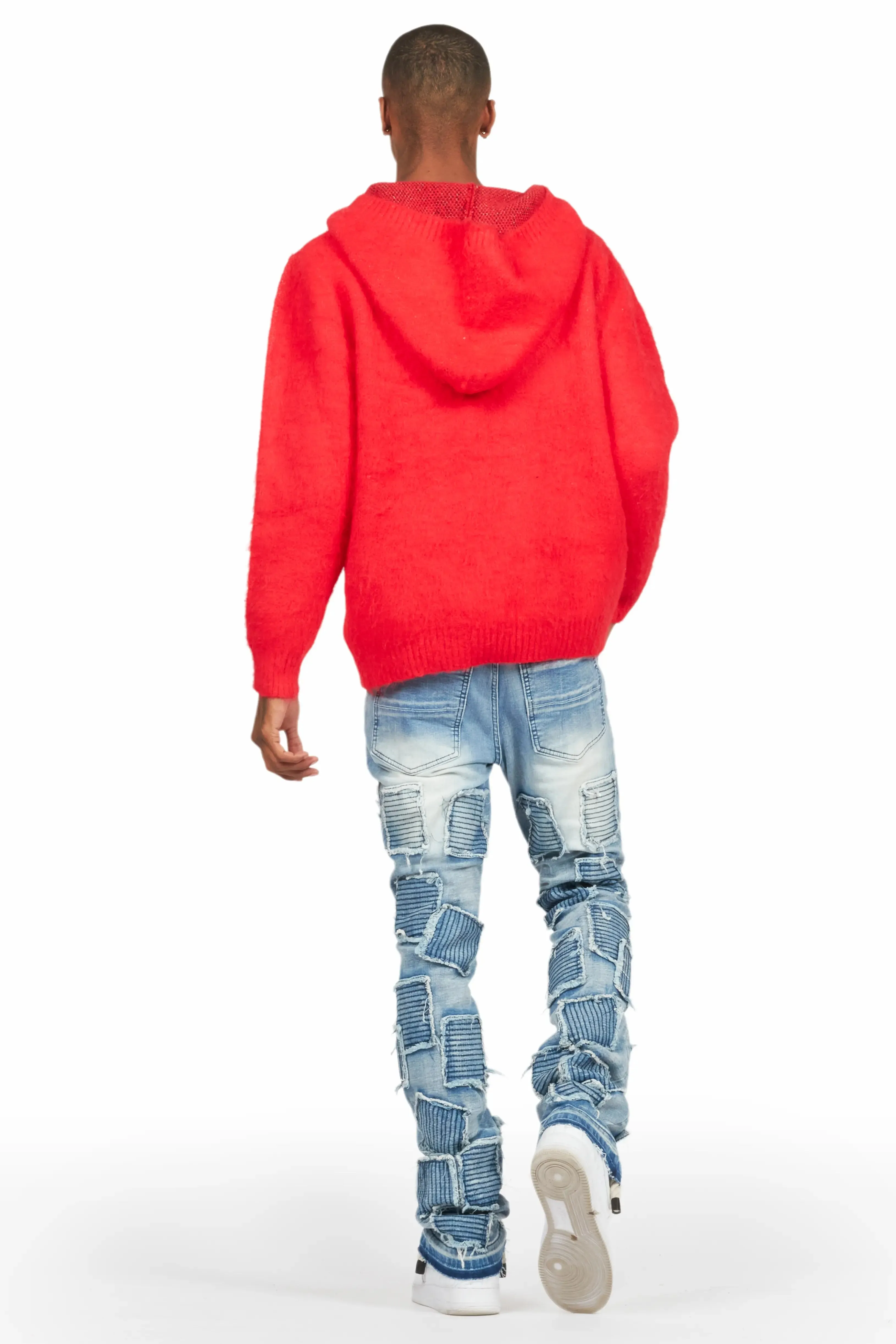 Andros Red Graphic Knitted Mohair Hoodie