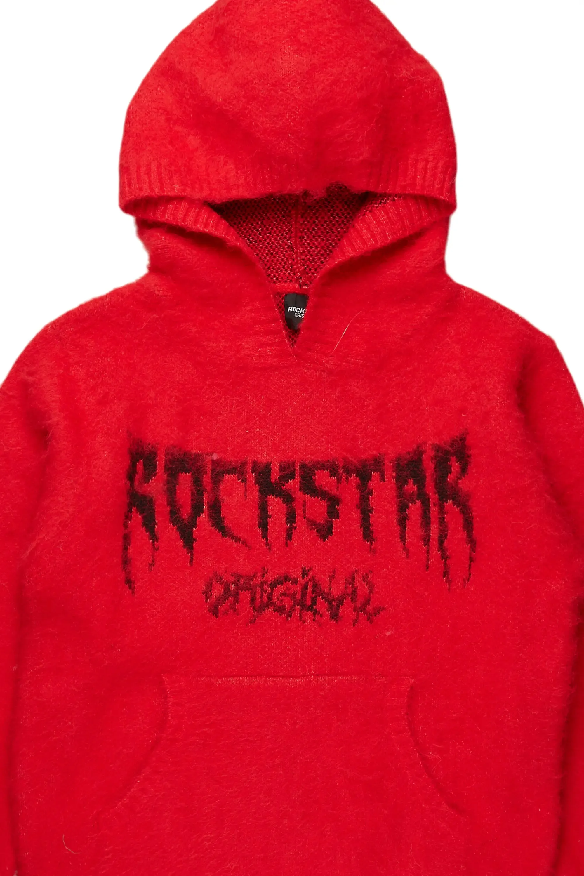 Andros Red Graphic Knitted Mohair Hoodie