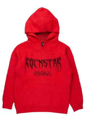 Andros Red Graphic Knitted Mohair Hoodie