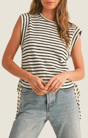 Avis Black Striped Top