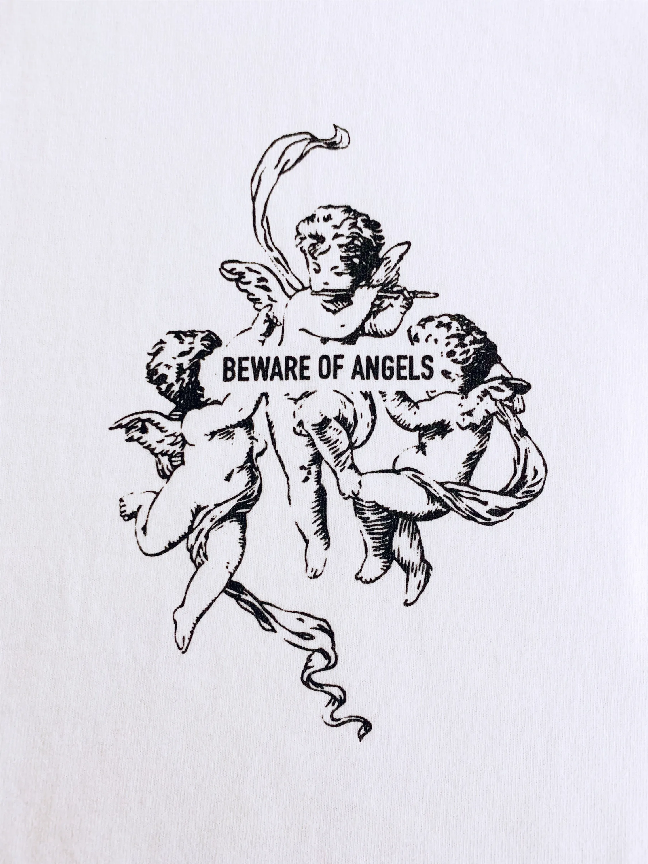 Beware of Angels White Graphic Unisex Cropped Tee