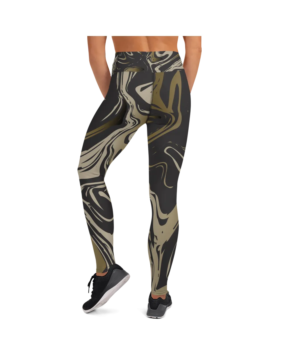 Black and Gold Marble Yoga Pants