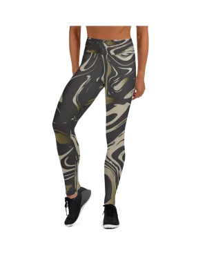 Black and Gold Marble Yoga Pants