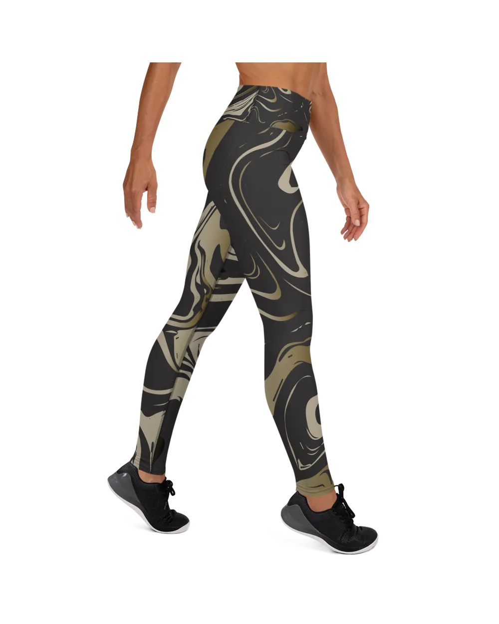 Black and Gold Marble Yoga Pants