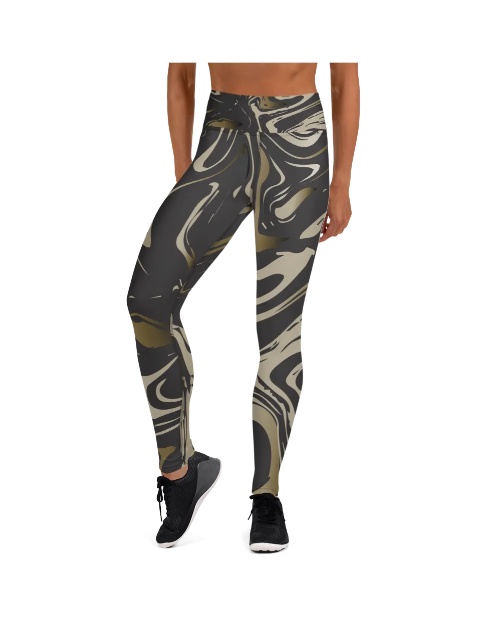 Black and Gold Marble Yoga Pants