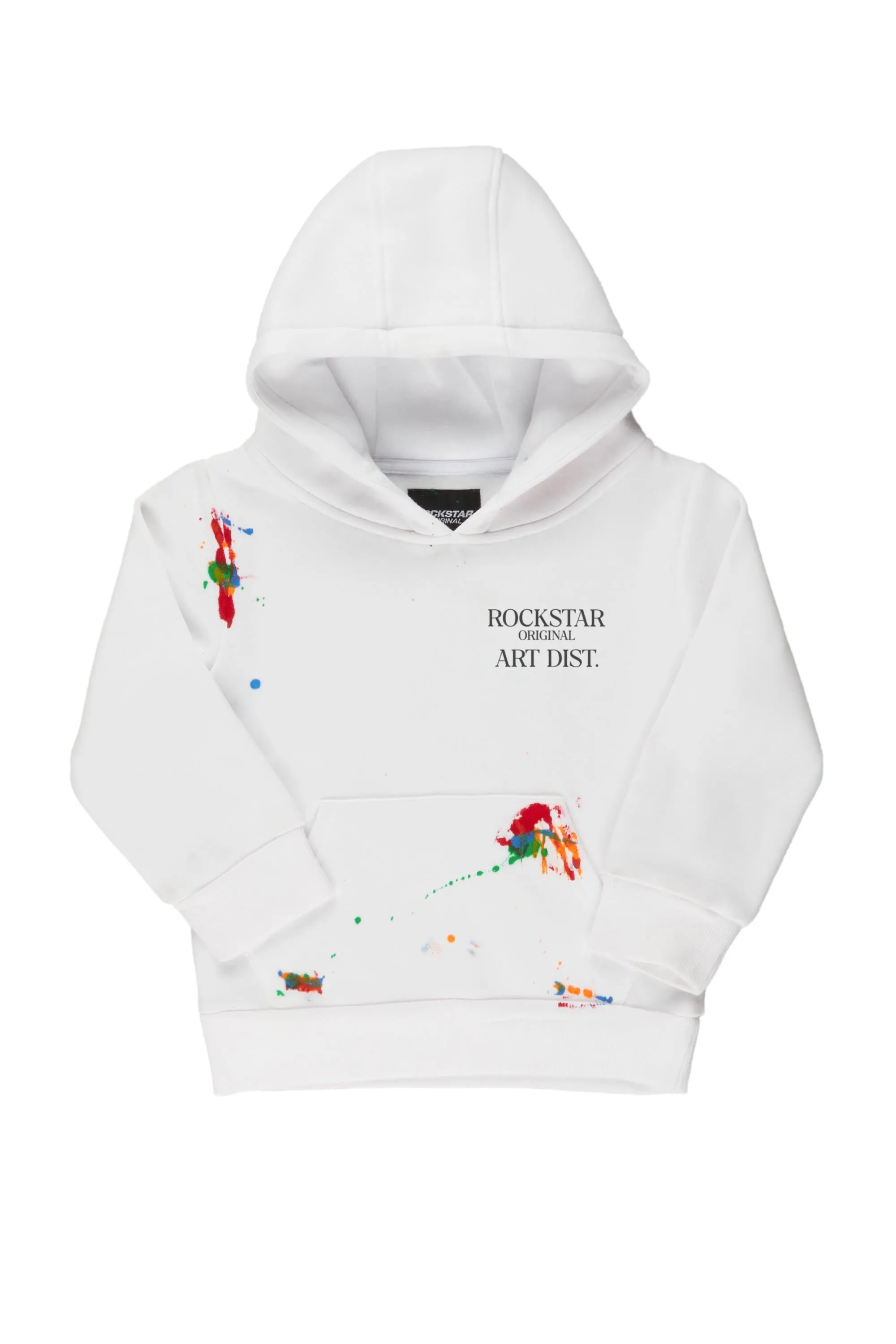 Boys Rockstar Art Dist. White Graphic Hoodie