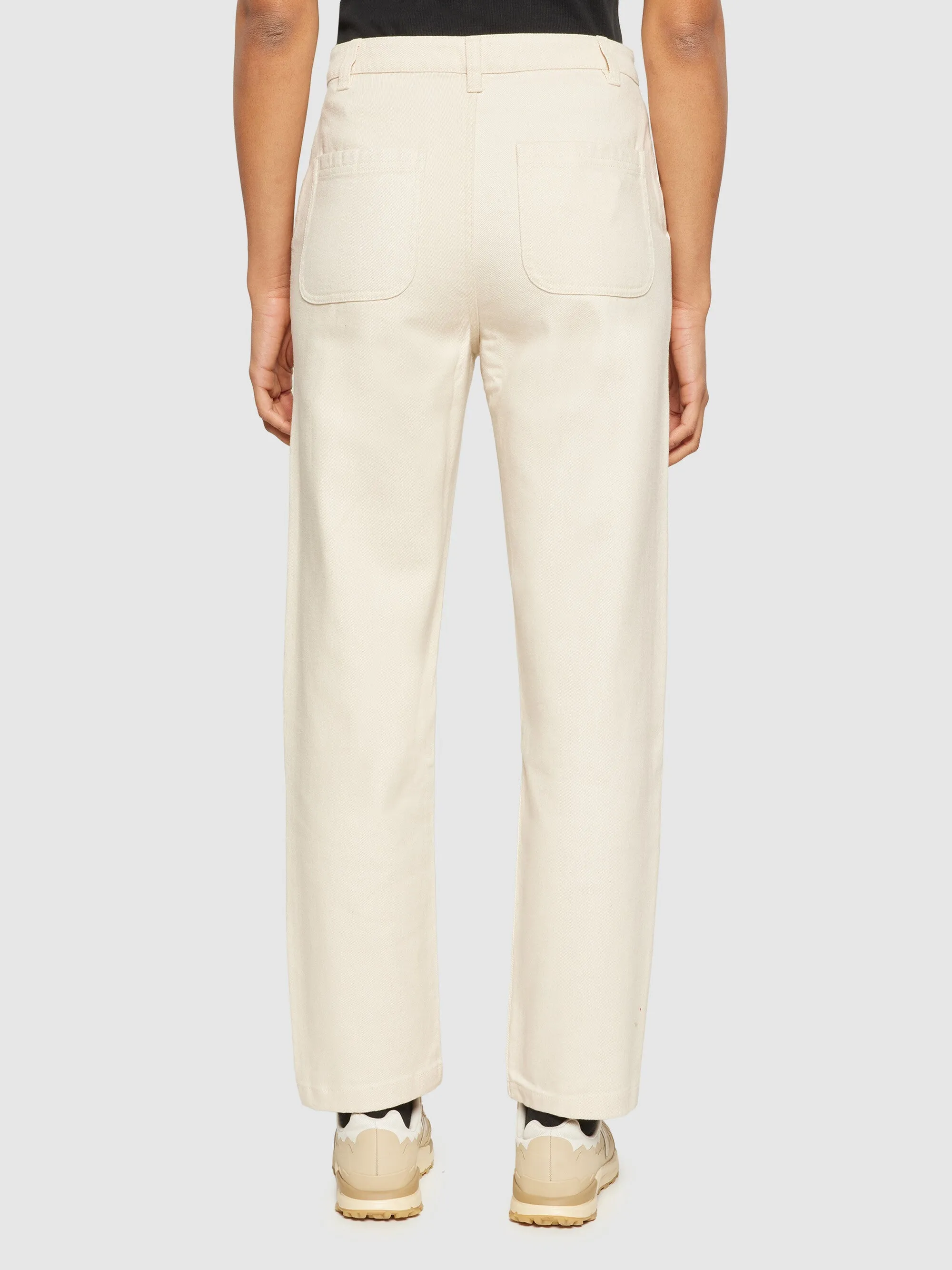 CALLA tapered mid-rise twill workwear pants - GOTS/Vegan - Egret