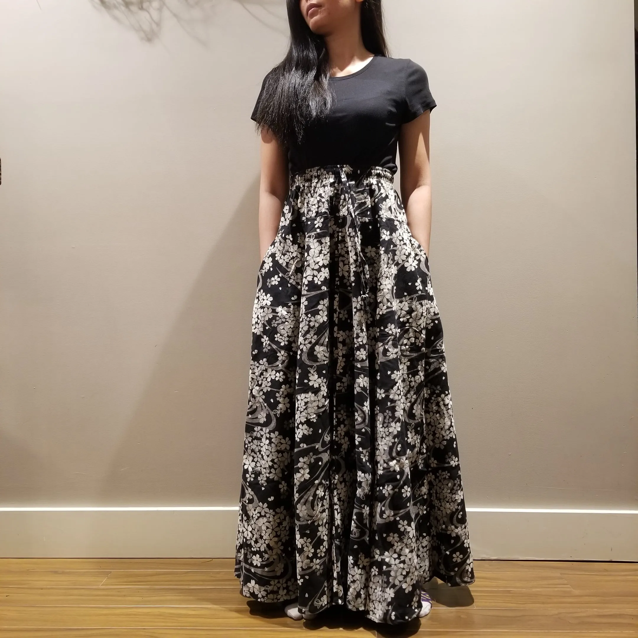 Cherry Blossom 8 Panel Long Skirts