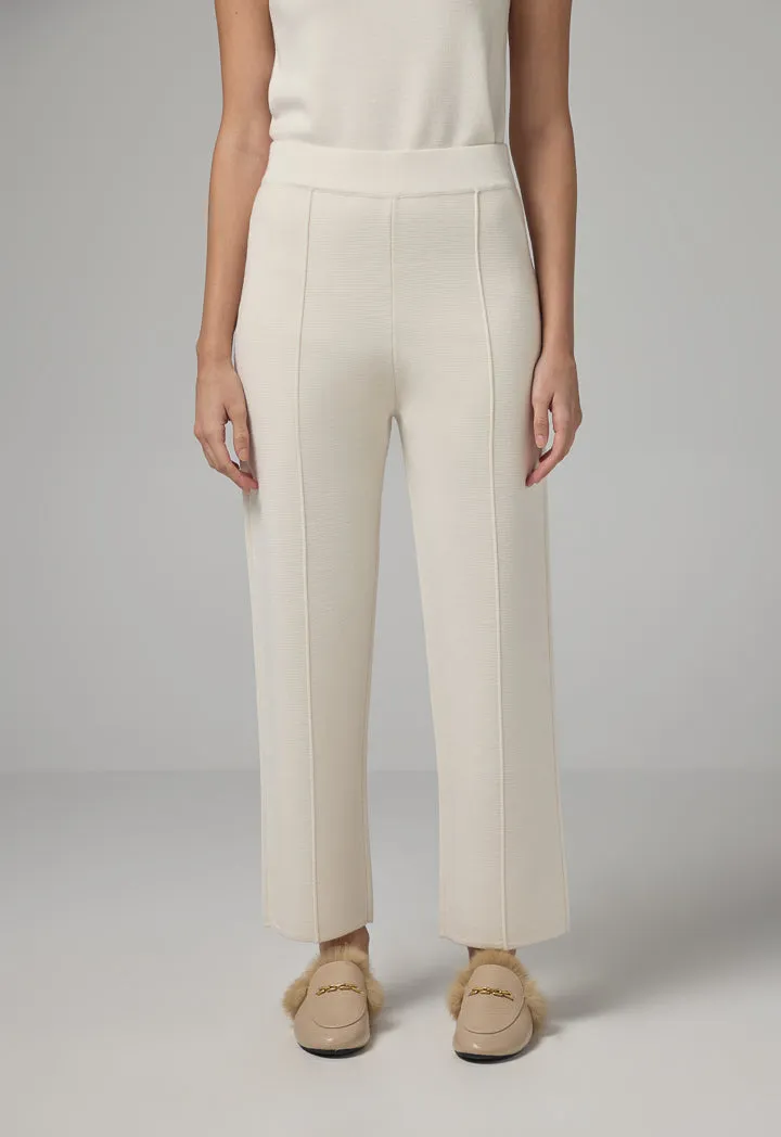 Choice Knitted Straight Fit Solid Pants Cream