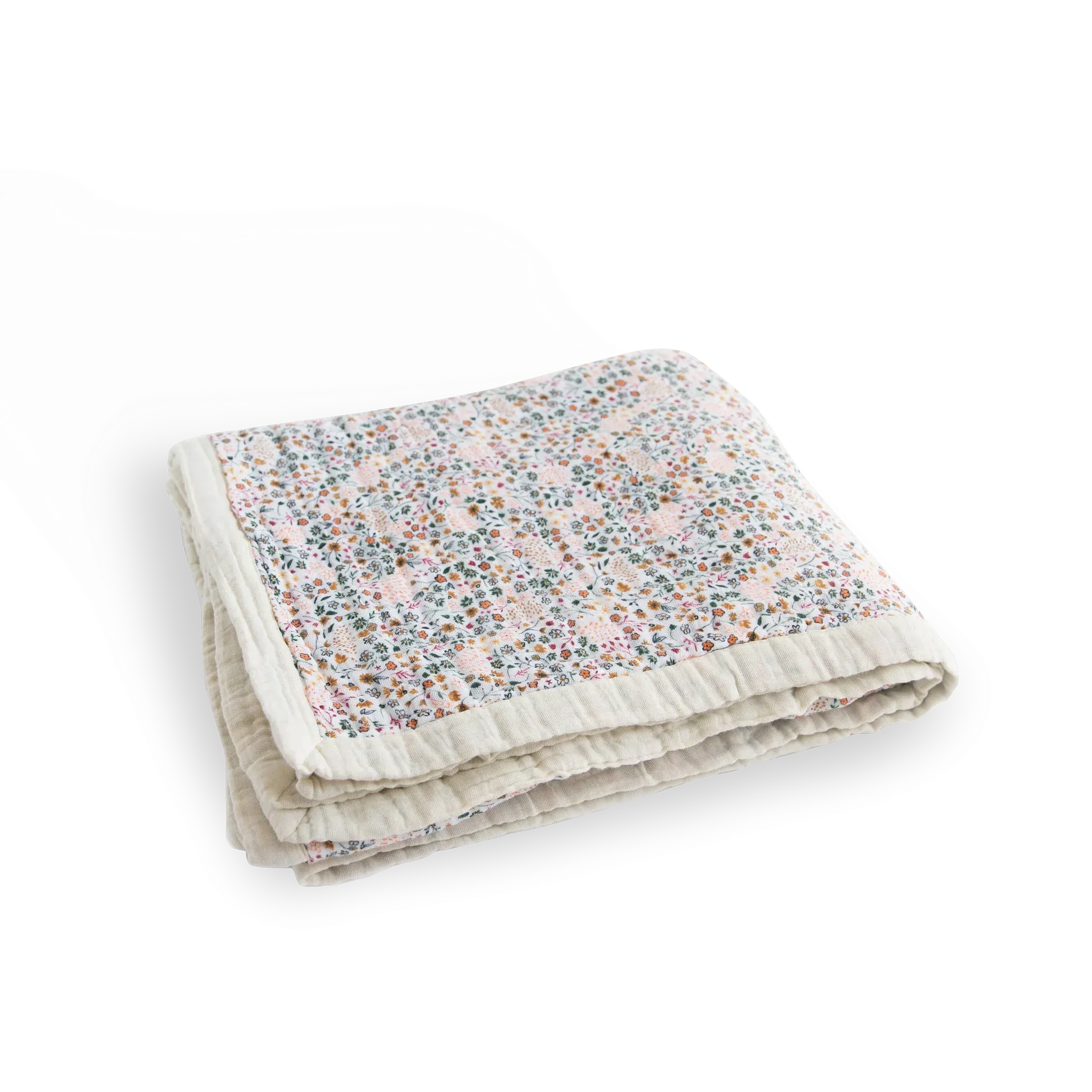 Cotton Muslin Quilted Throw - Pressed Petals