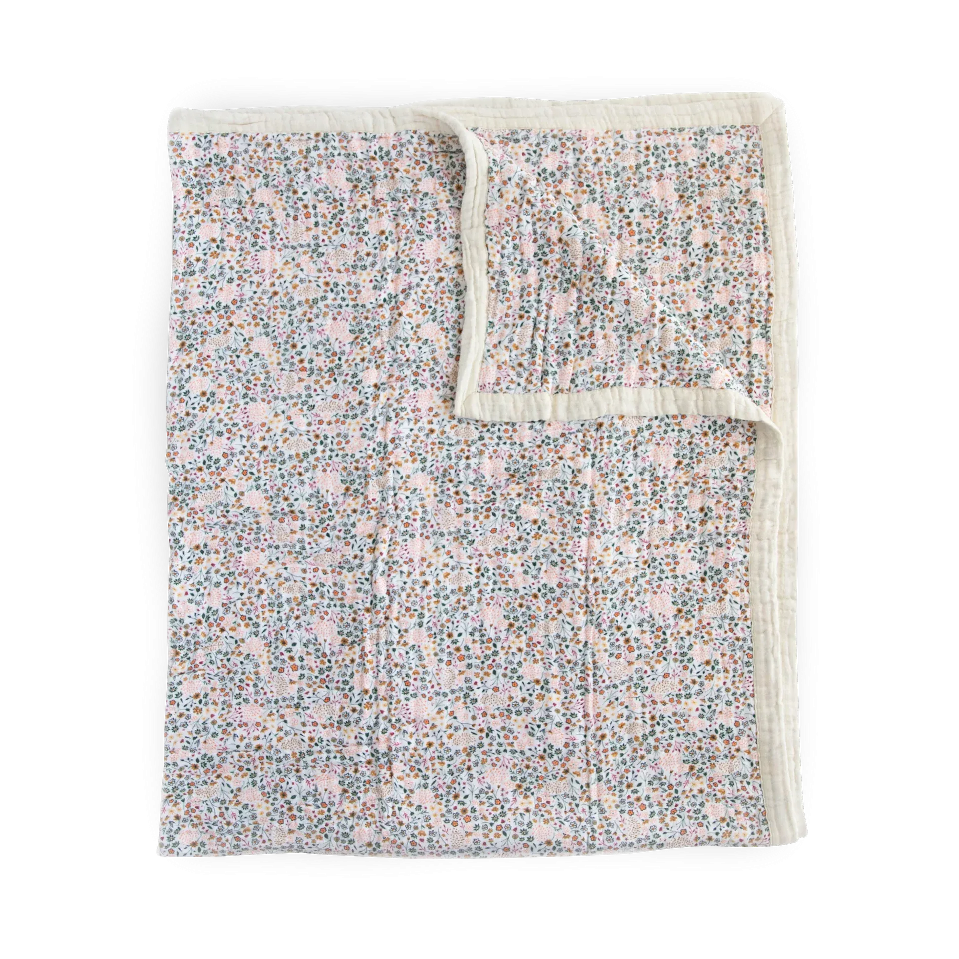 Cotton Muslin Quilted Throw - Pressed Petals