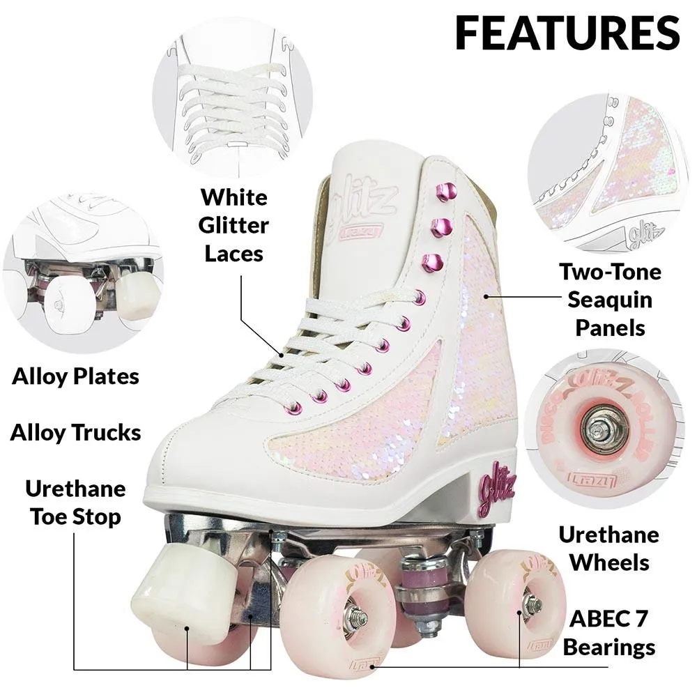 Crazy Skates Glam Quad Skates - White & Pearl