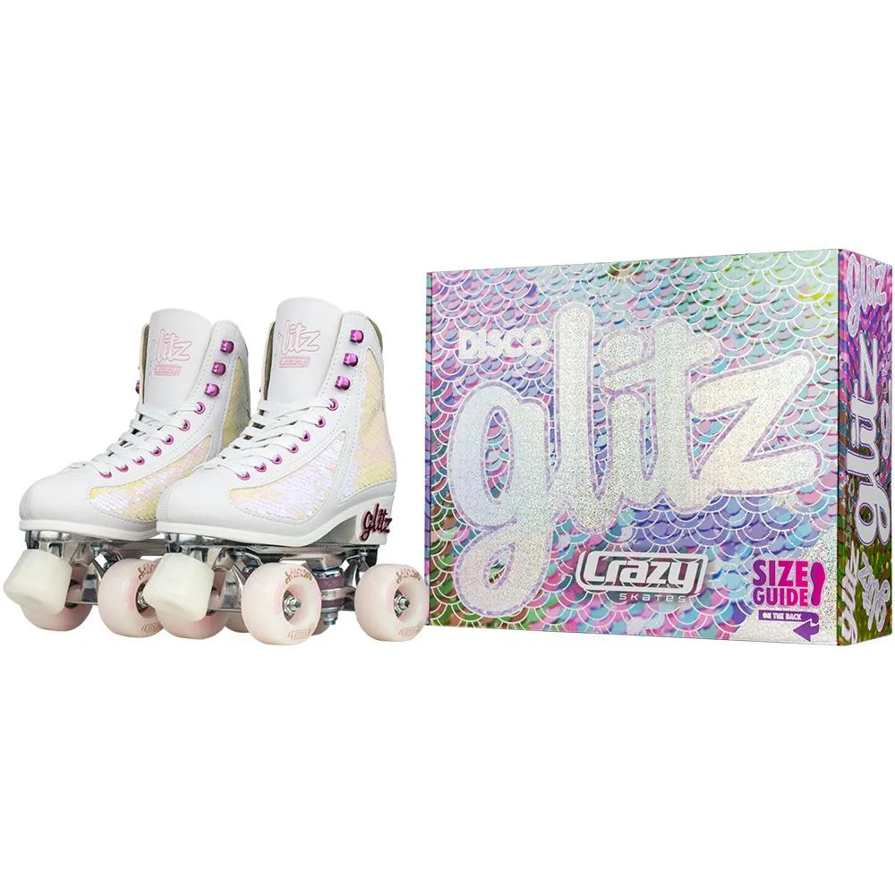 Crazy Skates Glam Quad Skates - White & Pearl