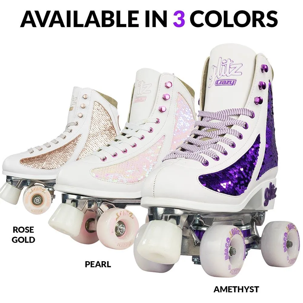 Crazy Skates Glam Quad Skates - White & Pearl