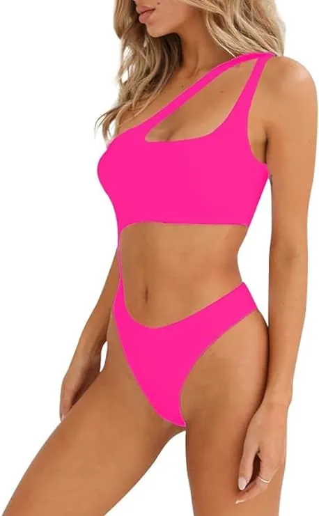 Cutout One Shoulder High Cut Cheeky One Piece Swimsuit