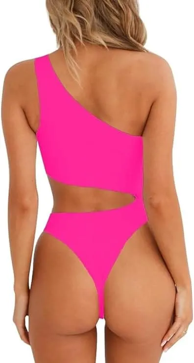 Cutout One Shoulder High Cut Cheeky One Piece Swimsuit