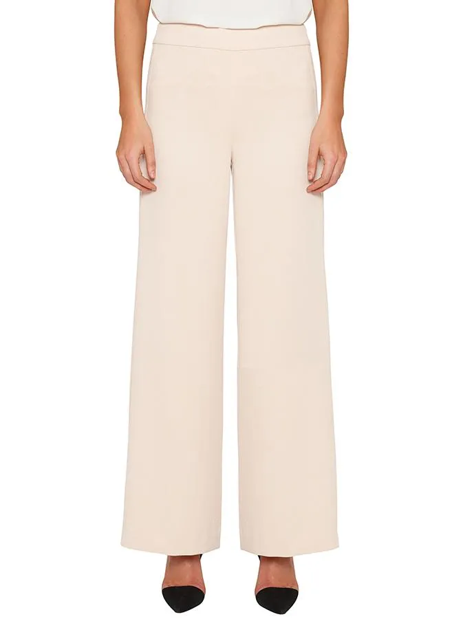 Day To Night High Waisted Wide Leg Pant- Nude