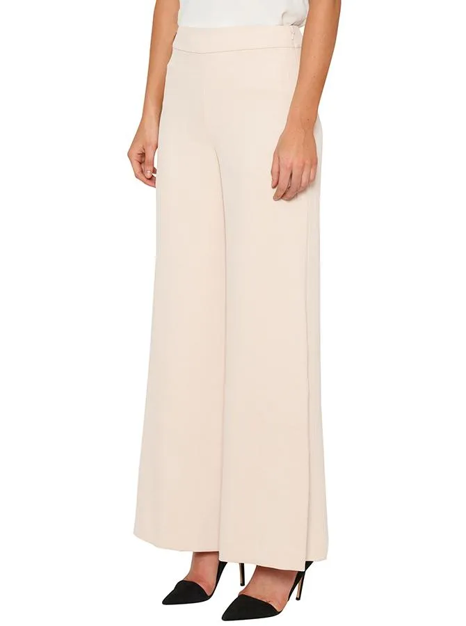 Day To Night High Waisted Wide Leg Pant- Nude