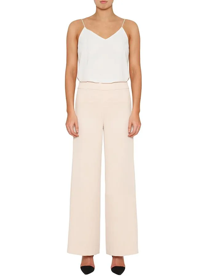 Day To Night High Waisted Wide Leg Pant- Nude