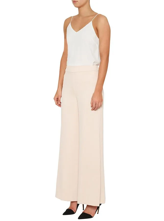 Day To Night High Waisted Wide Leg Pant- Nude