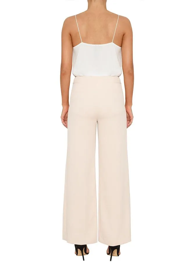 Day To Night High Waisted Wide Leg Pant- Nude