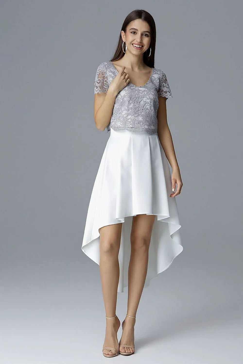 Elegant Lace and Trendy Asymmetrical Skirt Set