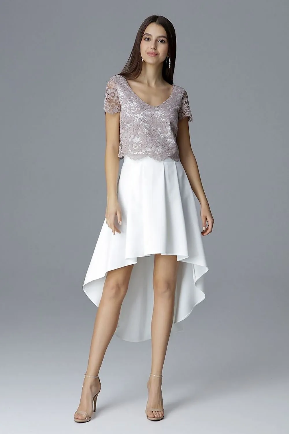 Elegant Lace and Trendy Asymmetrical Skirt Set