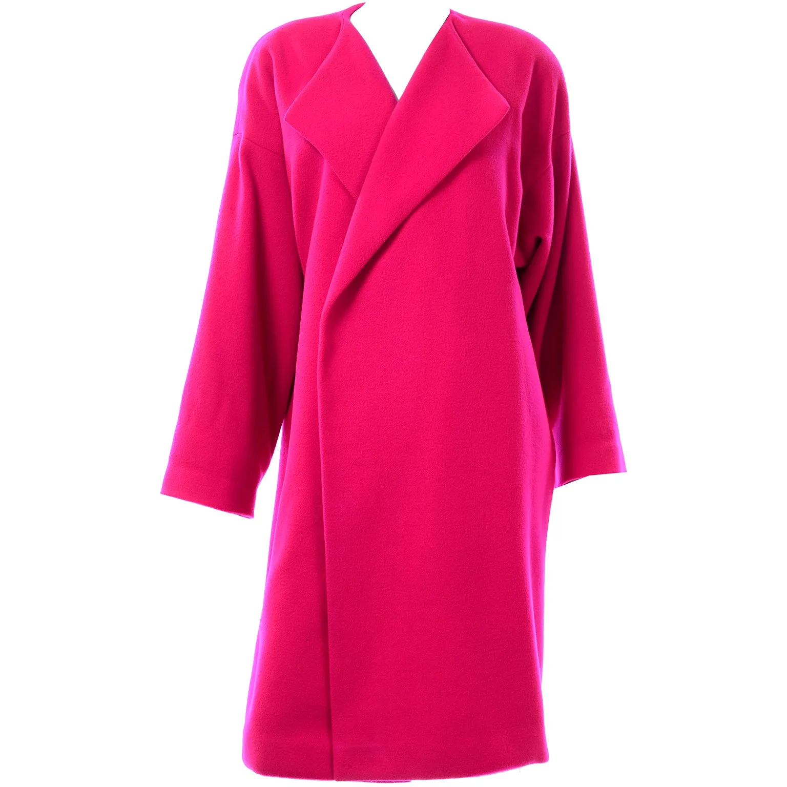 F/W 1989 Rare Vintage Patrick Kelly Paris Hot Pink Cashmere Wool Blend Coat