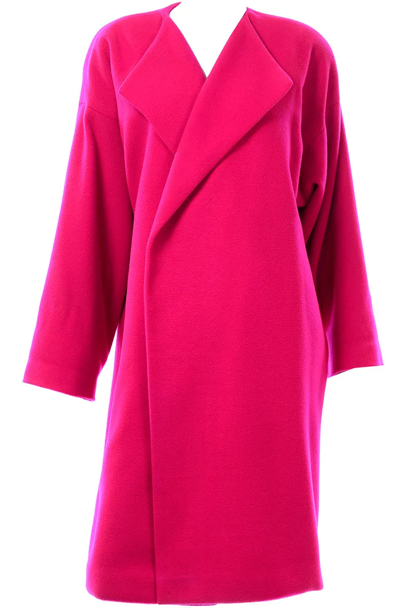 F/W 1989 Rare Vintage Patrick Kelly Paris Hot Pink Cashmere Wool Blend Coat