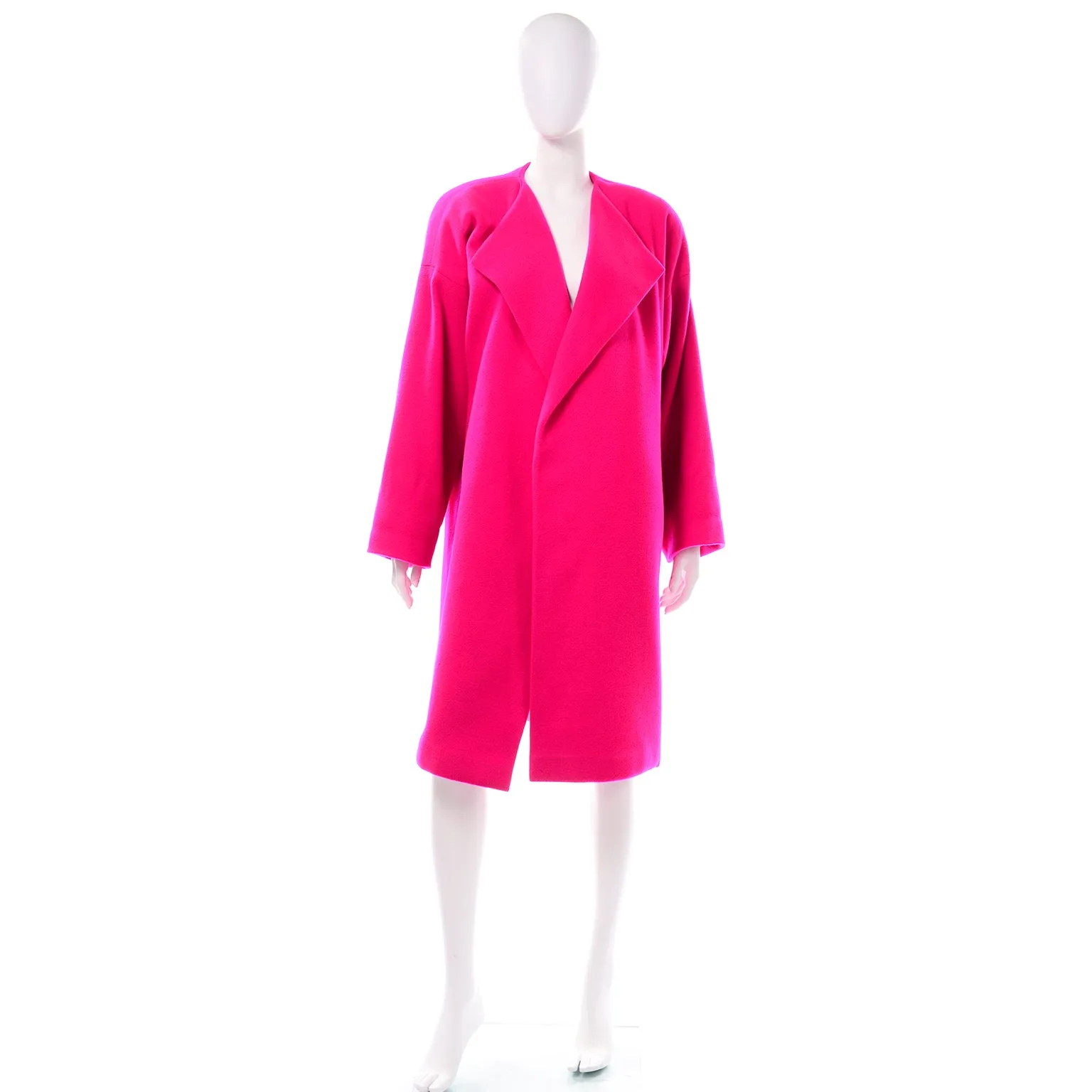 F/W 1989 Rare Vintage Patrick Kelly Paris Hot Pink Cashmere Wool Blend Coat