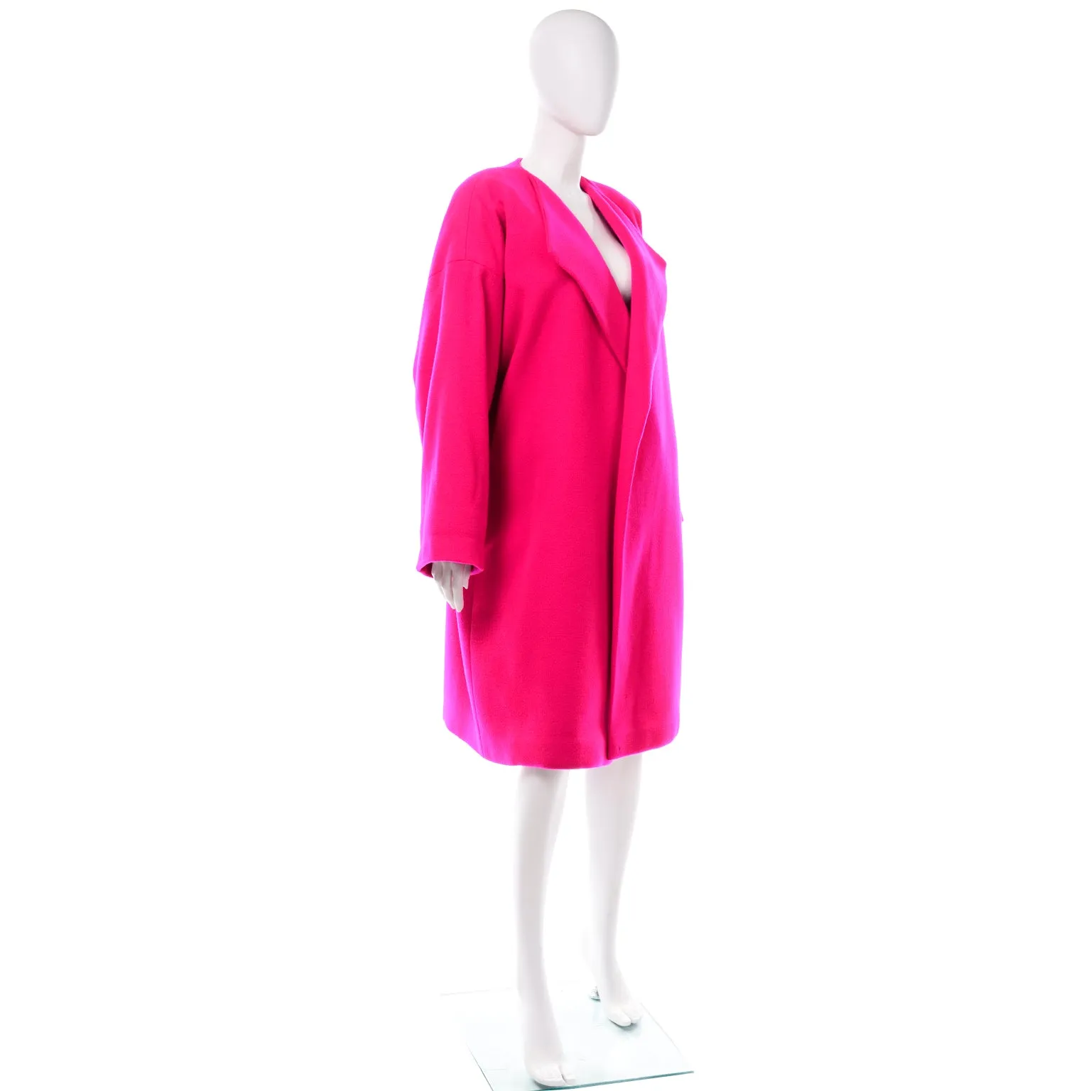 F/W 1989 Rare Vintage Patrick Kelly Paris Hot Pink Cashmere Wool Blend Coat