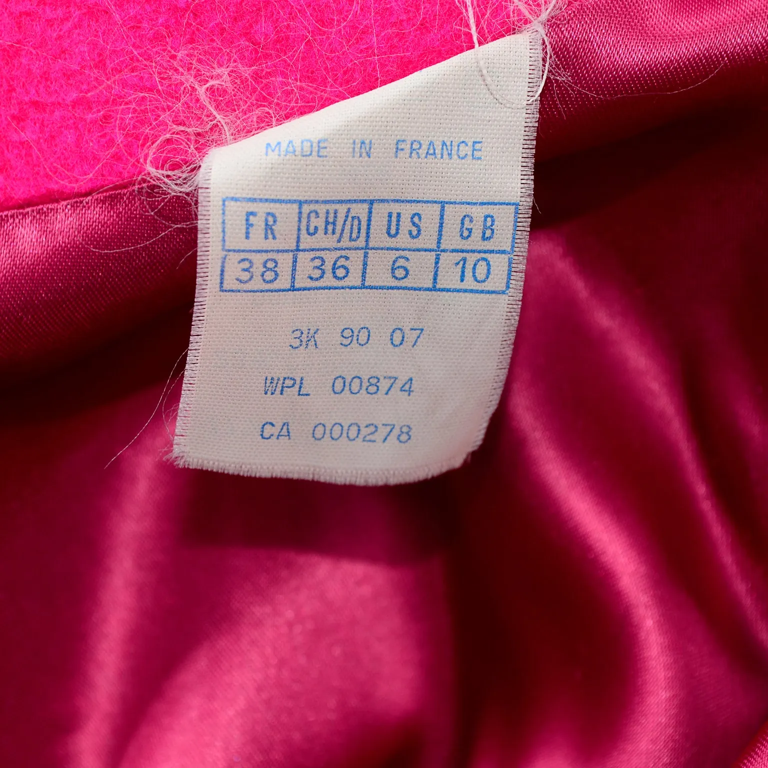 F/W 1989 Rare Vintage Patrick Kelly Paris Hot Pink Cashmere Wool Blend Coat