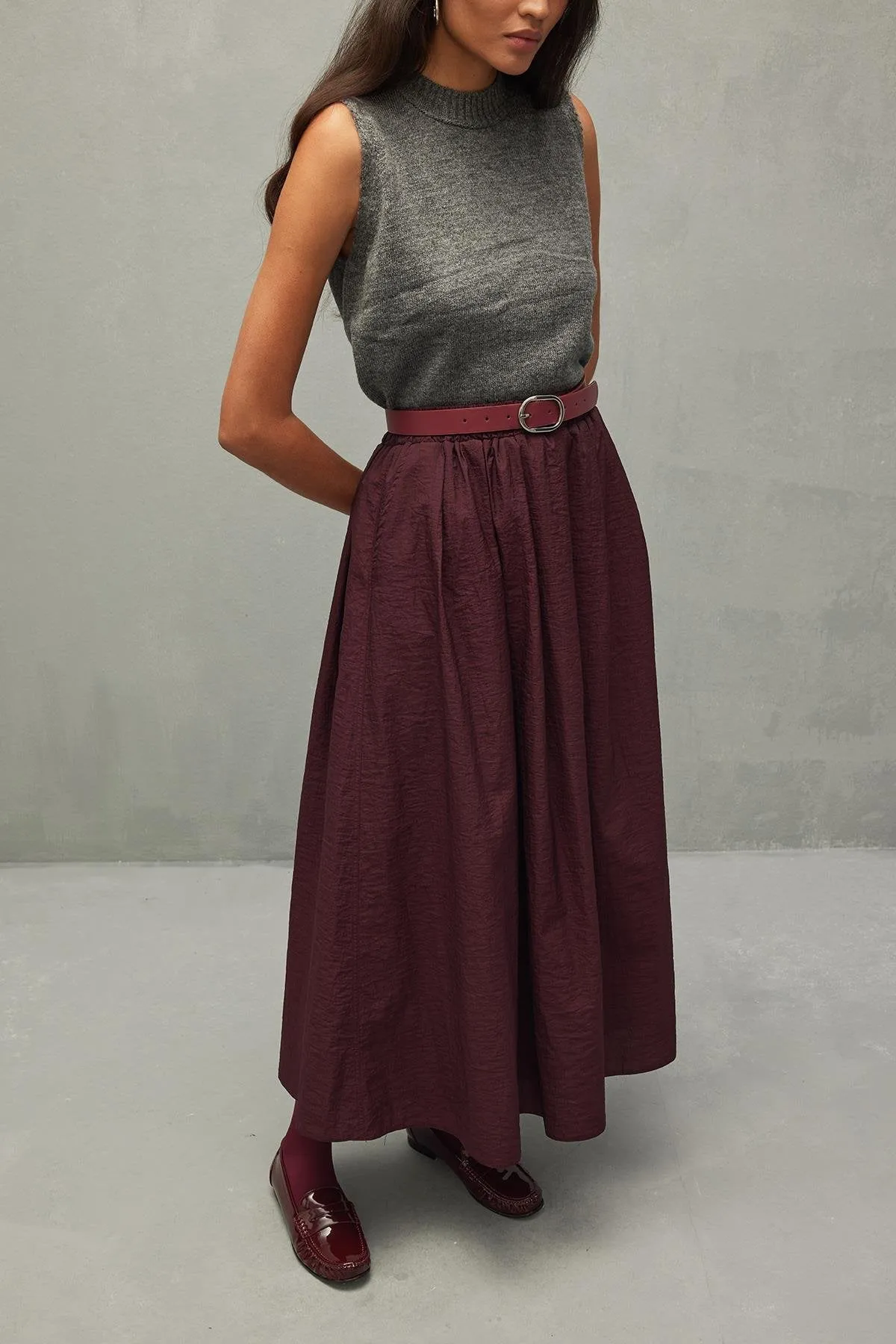 Gathered Skirt Burgundy