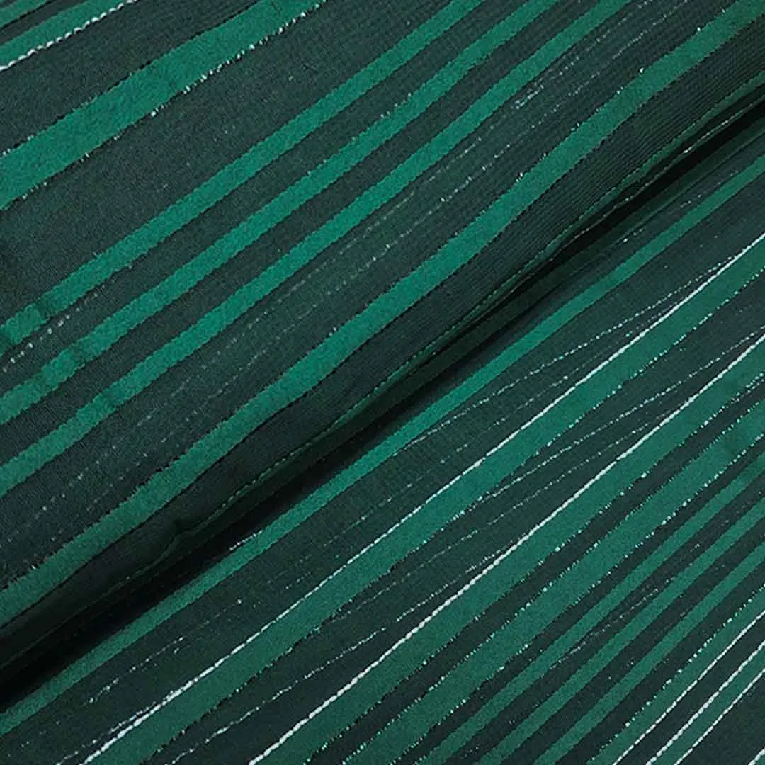 Green Stripes Printed Georgette Fabric