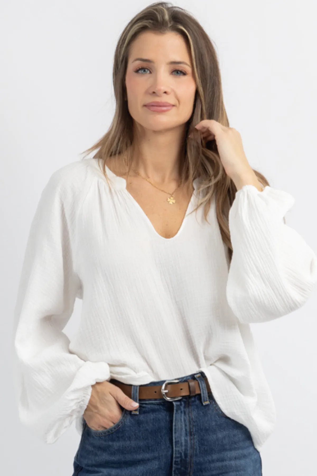 HAVEN IVORY RELAXED BLOUSE