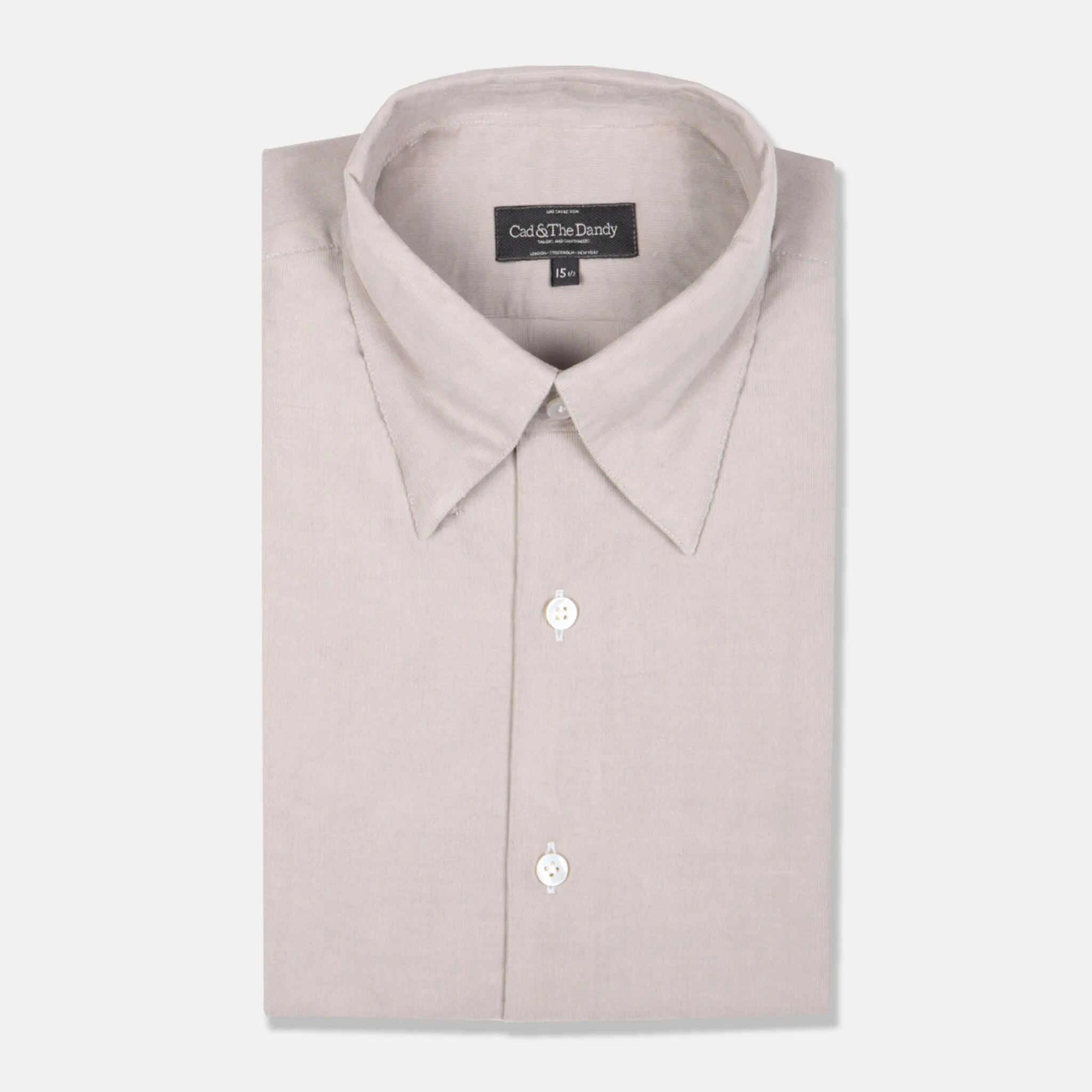 Hidden Button Down Shirt in Stone Corduroy