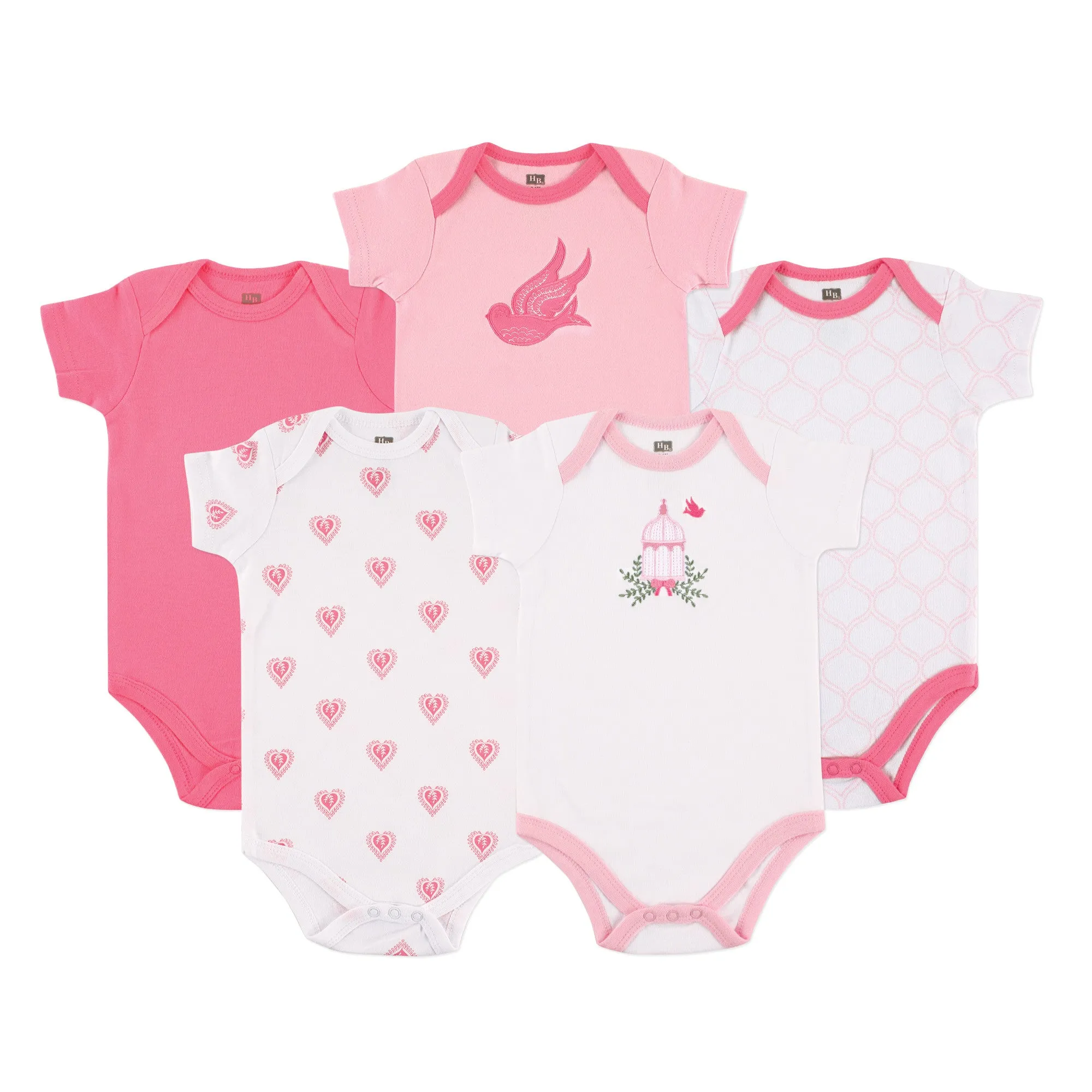 Hudson Baby Cotton Bodysuits, Bird Cage