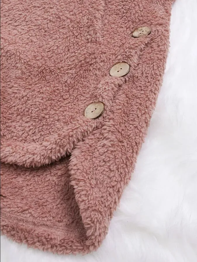 Irregular Design Hooded Fleece Coat