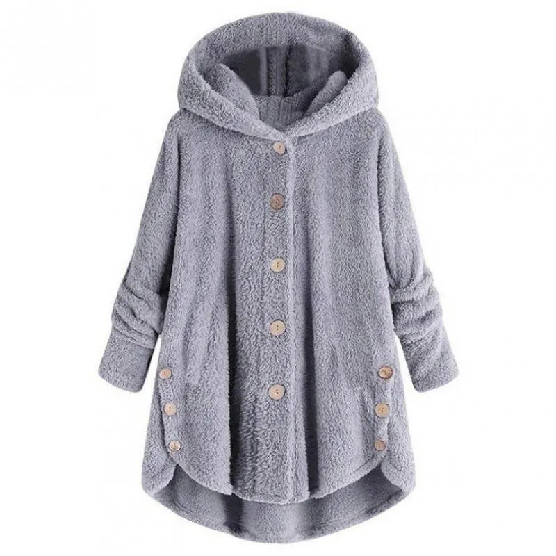 Irregular Design Hooded Fleece Coat