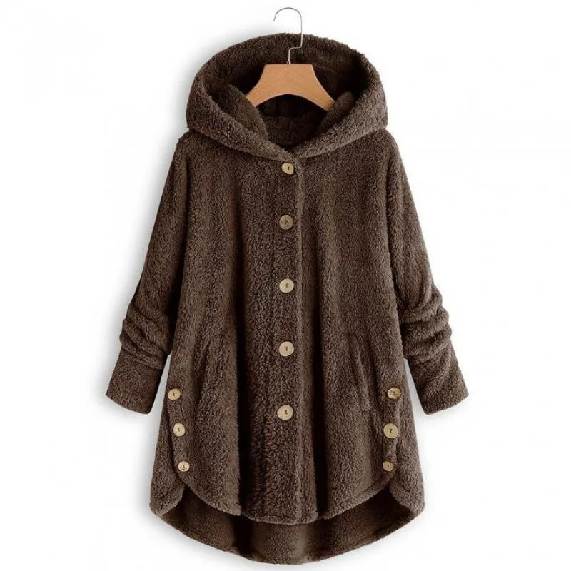 Irregular Design Hooded Fleece Coat