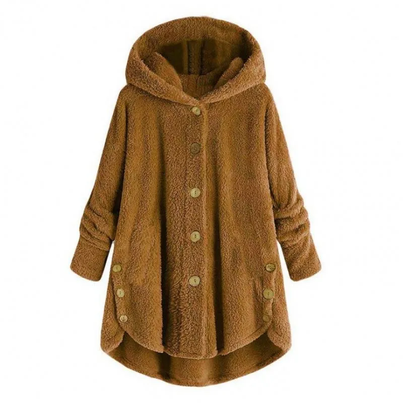 Irregular Design Hooded Fleece Coat