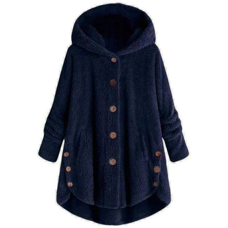 Irregular Design Hooded Fleece Coat