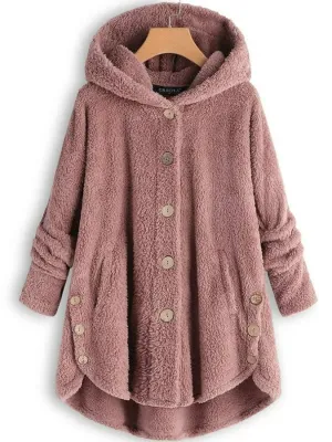 Irregular Design Hooded Fleece Coat