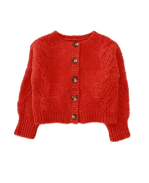 knitted cardigan - tomato red