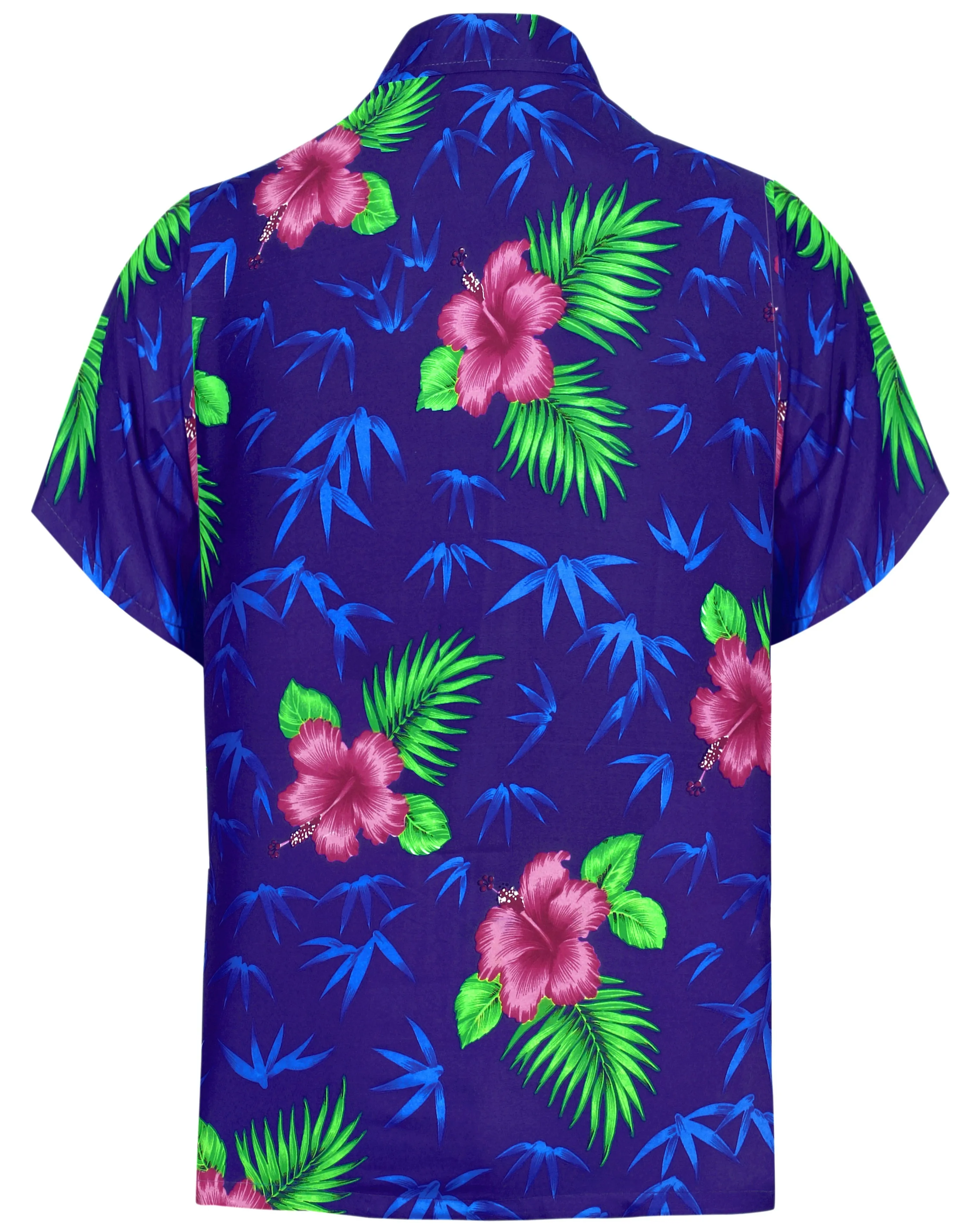 LA LEELA Shirt Casual Button Down Short Sleeve Beach Shirt Men Aloha Pocket shirt Blue_W413