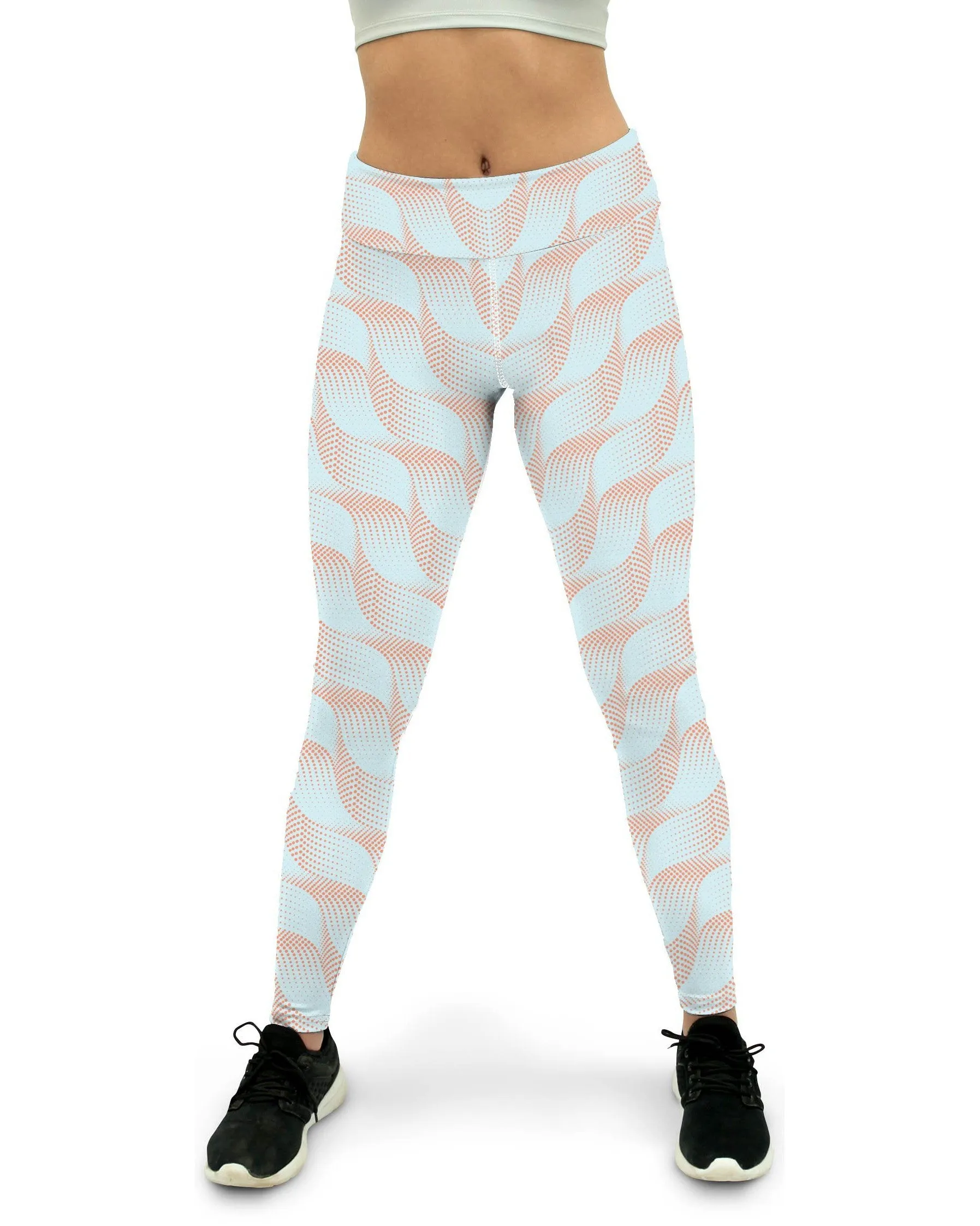 Light Blue & Apricot Wave Yoga Pants